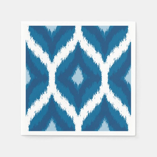 Ocean Blue Ikat Modern Ethnic Geometric Print Servet (Voorkant)