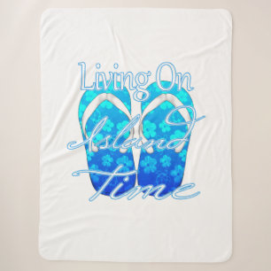Ocean Blue Island Time Sherpa Deken