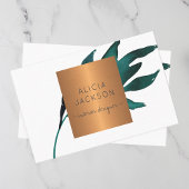 Ocean blue leaf glazen koper chic interior designe visitekaartje