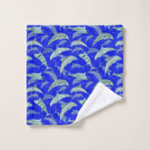 Océan Blue Marine Animaux Dolphins Marlins (Gant de toilette)