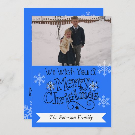 Ocean Blue Merry kerstfoto Kaart (Voorkant / Achterkant)