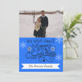 Ocean Blue Merry kerstfoto Kaart (Staand voorkant)