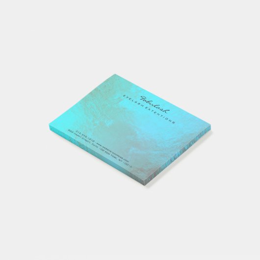Ocean Blue Metallic Naam Web Telefoonnummer Post-it® Notes (Schuin)