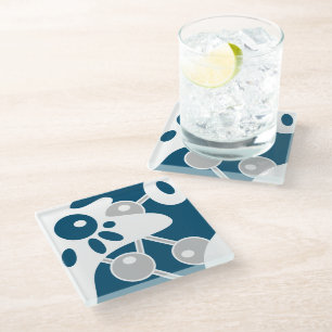 Ocean Blue Modern Doodle 1 Glazen Onderzetter