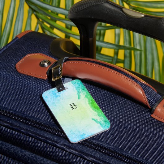 Ocean Blue Monogram Bagagelabels (Voorkant Insitu 1)
