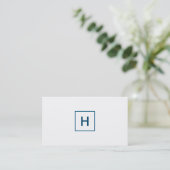 Ocean Blue Monogram Square Visitekaartje (Staand voorkant)