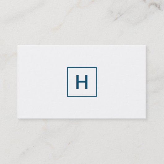 Ocean Blue Monogram Square Visitekaartje (Voorkant)