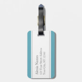 Ocean Blue Monogramed Awning Stripe Bagagelabel (Achterkant verticaal)