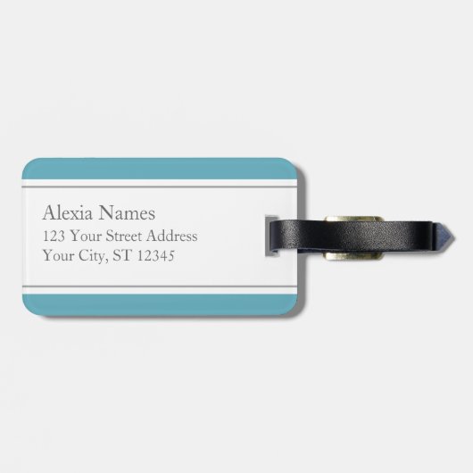 Ocean Blue Monogramed Awning Stripe Bagagelabel (Achterkant horizontaal)