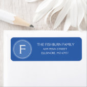 Ocean Blue Muted Monogram Custom Monogram Etiket (Insitu)
