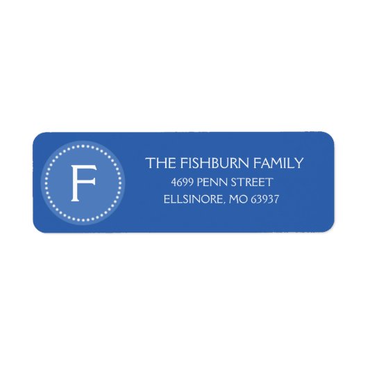 Ocean Blue Muted Monogram Custom Monogram Etiket (Voorkant)