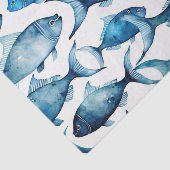 Ocean Blue Navy Fish | Verjaardagscadeauverpakking Tissuepapier (Detail)
