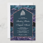 Ocean Blue Paars Agate Marble Arch Muslim Wedding Kaart (Voorkant)