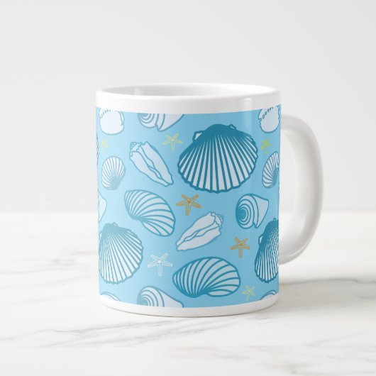 Ocean Blue Pattern Extra Grote Beker (Voorkant rechts)