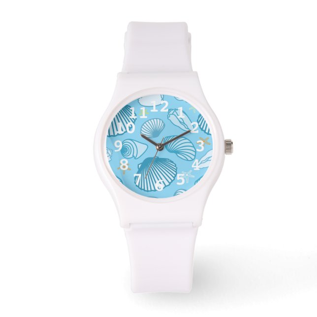 Ocean Blue Pattern Horloge (Voorkant)
