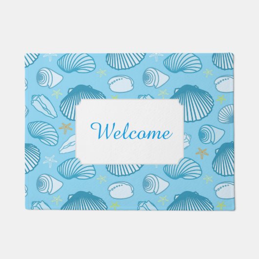 Ocean Blue Pattern | Jouw tekst toevoegen Deurmat (Voorkant)