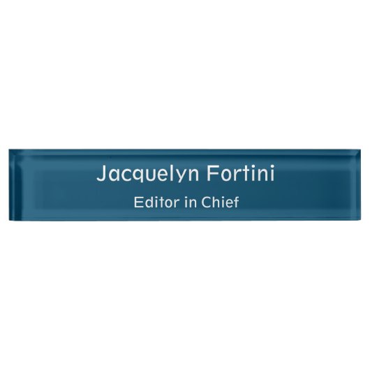 Ocean Blue Plain Elegant Modern Minimalist Naambordje (Voorkant)