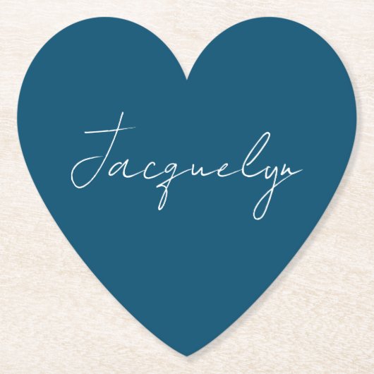 Ocean Blue Plain Elegant Modern Minimalist Name Kartonnen Onderzetters (Voorkant)