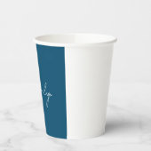 Ocean Blue Plain Elegant Modern Minimalist Name Papieren Bekers (Links)