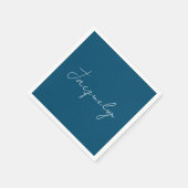 Ocean Blue Plain Elegant Modern Minimalist Name Servet (Hoek)