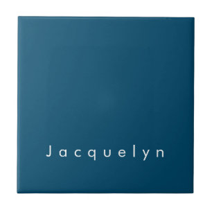 Ocean Blue Plain Elegant Modern Minimalist Name Tegeltje