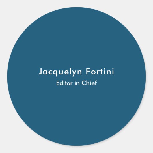 Ocean Blue Plain Elegant Modern Minimalist Ronde Sticker (Voorkant)