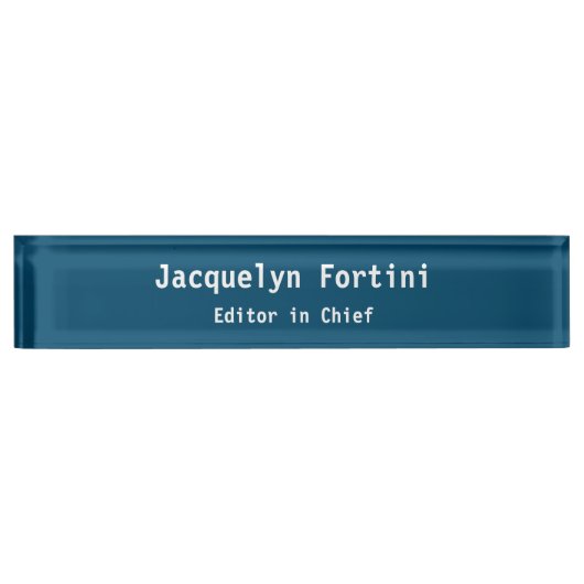 Ocean Blue Plain Elegant Modern Minimalist Simple Naambordje (Voorkant)