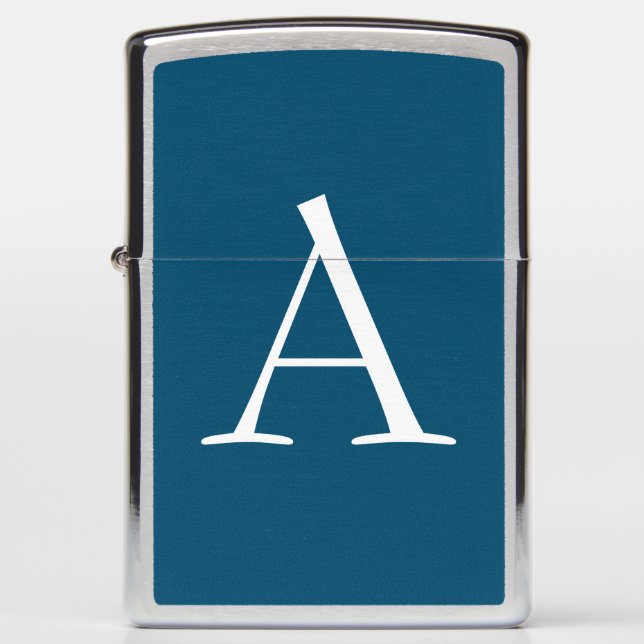 Ocean Blue Plain Elegant Modern Monogram Initiaal (Voorkant)