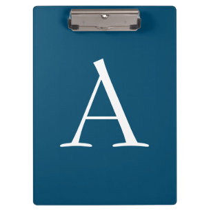 Ocean Blue Plain Elegant Modern Monogram Initiaal Klembord