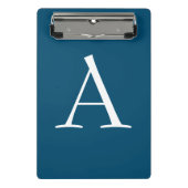 Ocean Blue Plain Elegant Modern Monogram Initiaal Mini Klembord (Voorkant)
