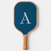 Ocean Blue Plain Elegant Modern Monogram Initiaal Pickleball Paddle (Achterkant)