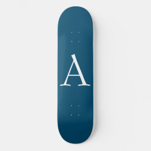 Ocean Blue Plain Elegant Modern Monogram Initiaal Skateboard