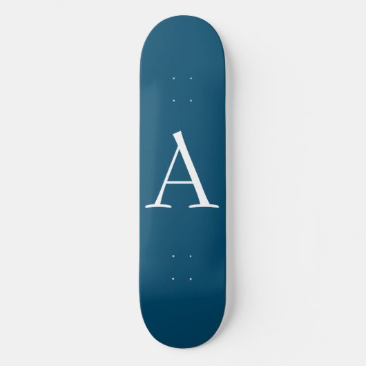 Ocean Blue Plain Elegant Modern Monogram Initiaal Skateboard (Voorkant)