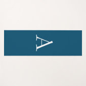 Ocean Blue Plain Elegant Modern Monogram Initiaal Yogamat (Voorkant (horizontaal))
