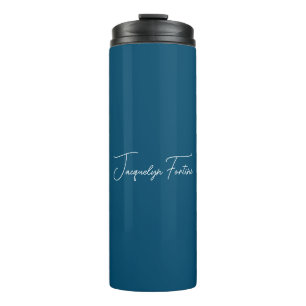 Ocean Blue Plain Elegante minimalistische kalligra Thermosbeker