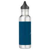 Ocean Blue Plain Elegante moderne kalligrafie naam Waterfles (Links)