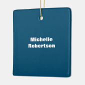 Ocean Blue Plain Minimalist Eigen Naam toevoegen Keramisch Ornament (Links)