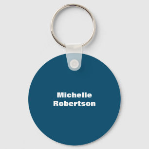 Ocean Blue Plain Minimalist Eigen Naam toevoegen Sleutelhanger