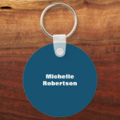 Ocean Blue Plain Minimalist Eigen Naam toevoegen Sleutelhanger (Voorkant)