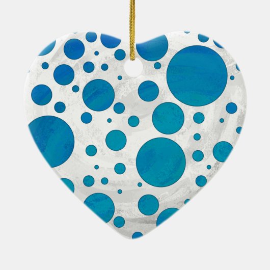 Ocean Blue Polka Dots Keramisch Ornament (Achterkant)
