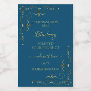 Ocean Blue Product Étiquettes Décoré Gold Corners