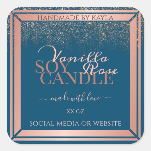 Ocean Blue Product Packaging Étiquette Rose Gold F (Devant)