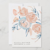 Ocean Blue Roos Coral Destination Wedding Kaart (Achterkant)