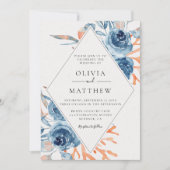 Ocean Blue Roos Coral Destination Wedding Kaart (Voorkant)