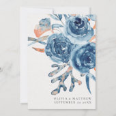 Ocean Blue Roos Coral Destination Wedding Kaart (Achterkant)