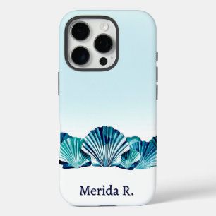 Ocean Blue Scallop-rand iPhone 16 Pro Hoesje