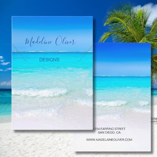 Ocean Blue Scene Jewelry Ketting Display Visitekaartje