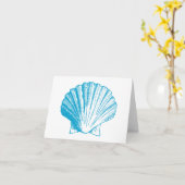 Ocean Blue Sea Shell Merci Cartes de notes (Fleur jaune)