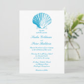 Ocean Blue Sea Shells Weddenschap Kaart (Staand voorkant)