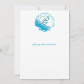 Ocean Blue Sea Shells Weddenschap Kaart (Achterkant)
